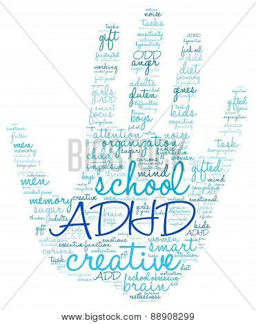 ADHD Hand Shaped Word Cloud