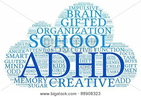 ADHD Cloud Shaped Word Cloud