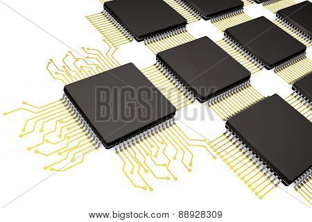 Cpu Microchips As Circuit