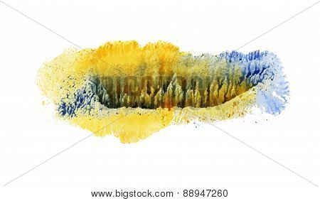 Watercolor Yellow With Blue Abstract Background