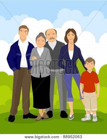 Family On Lawn