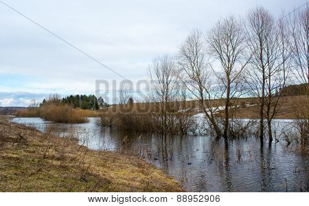 Spring floods in remote rural areas