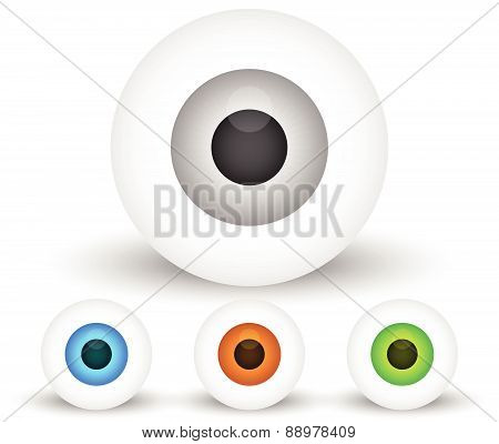 Eye, Eyeball Graphics In Different Colors. Gray, Green, Brown And Blue Eyes. Editable Vector.