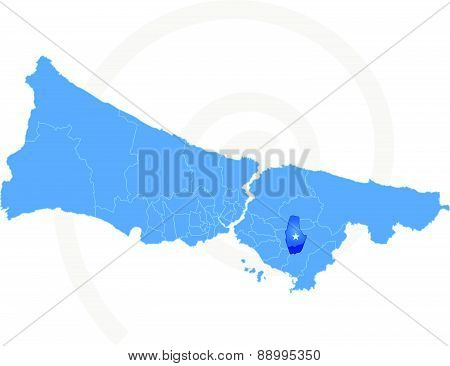 Istanbul Map With Administrative Districts Where Sultanbeyli Is Pulled
