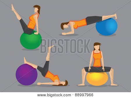 Woman Using Exercise Ball For Workout