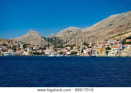 Multi-coloured Buildings Of Halki Island (chalki)