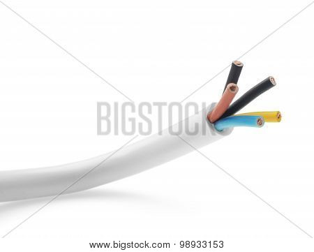 closeup of a electric cable on a white background