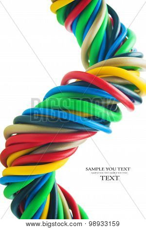 closeup of a electric cable on a white background