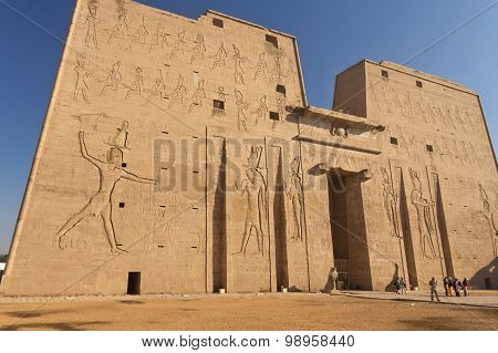 Side View Of The Edfu Temple In Egypt