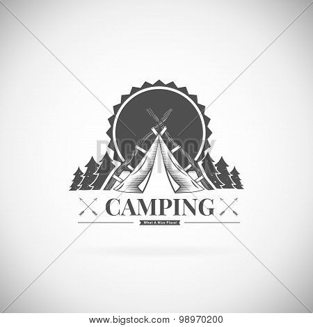 Camping  retro vector logo