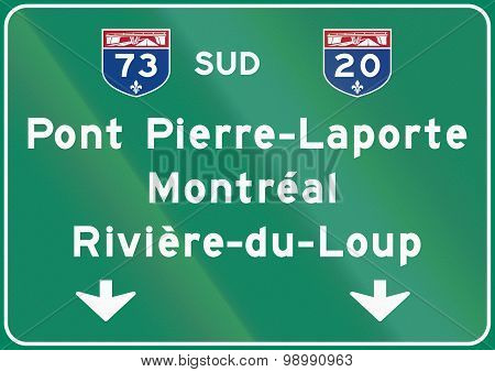 Direction Sign Above Lane In Canada