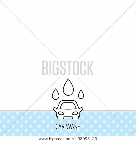 Car wash icon. Cleaning station with water drops