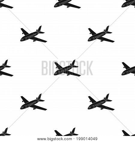 Aircraft for transportation of a large number of people. The safest air transport.Transport single icon in black style vector symbol stock web illustration.