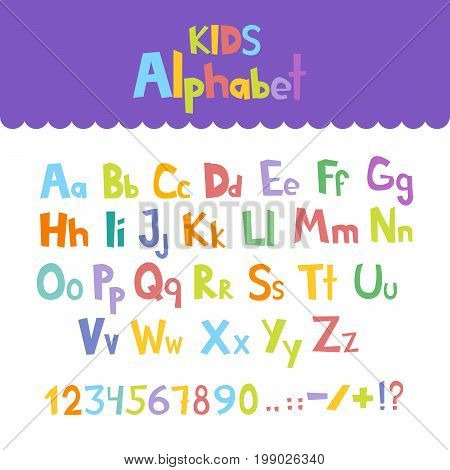 Funny Comics Font Hand Drawn Lowcase And Uppercase Colorful Cartoon English Alphabet With Lower Letters Vector Illustration