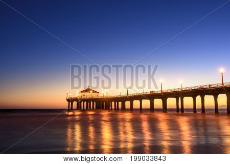 Manhattan Beach Pier at sunset Los Angeles California