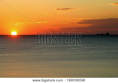 Romanian seaside sunrise. Morning at the black sea
