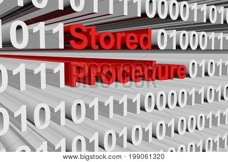 Stored procedure in the form of binary code, 3D illustration