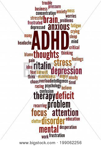 Adhd - Attention Deficit Hyperactivity Disorder, Word Cloud Concept 2