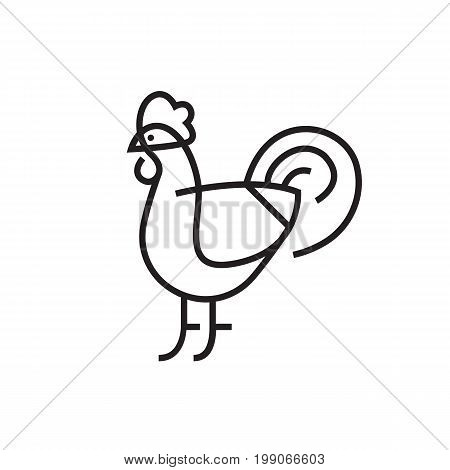 Rooster vector icon - Flat line geometrical illustration of cock for Year of the Rooster designs.