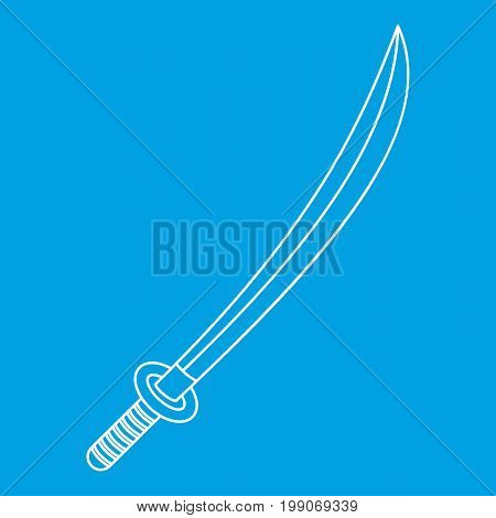 Katana icon blue outline style isolated vector illustration. Thin line sign