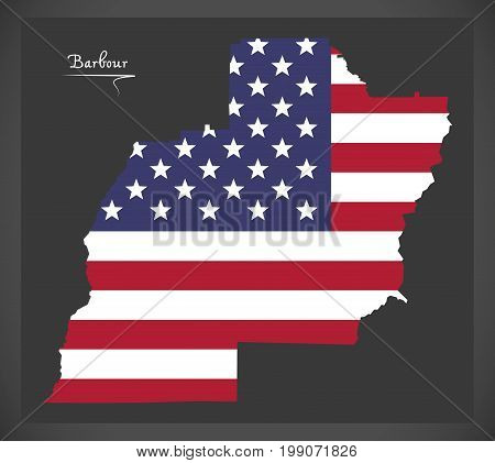 Barbour County Map Of Alabama Usa With American National Flag Illustration