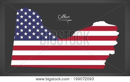 Colbert County Map Of Alabama Usa With American National Flag Illustration