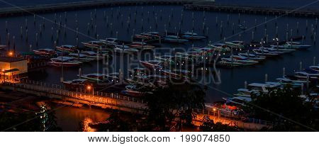 At Night View Of Pattaya City Beach At Pratumnak Viewpoint,thailand