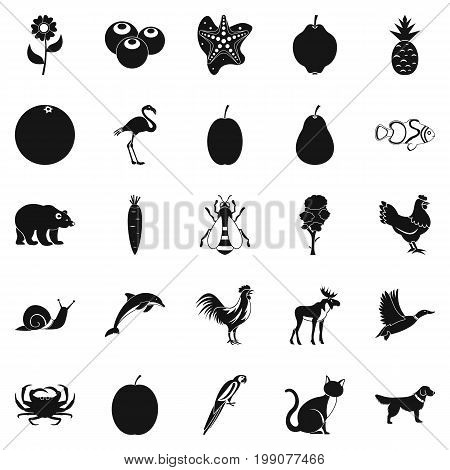 Fruit icons set. Simple set of 25 fruit vector icons for web isolated on white background