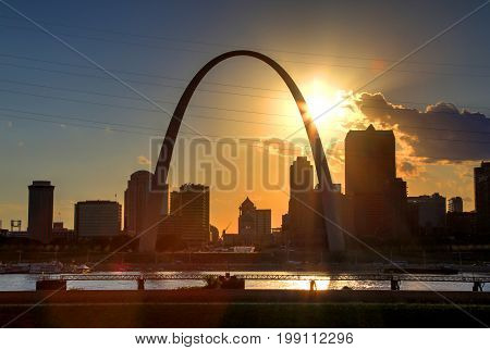 St. Louis Missouri skyline from Malcolm W. Martin Memorial Park.