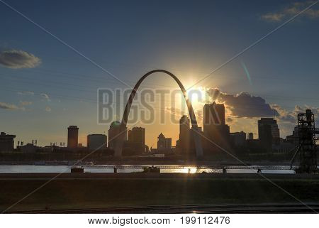 St. Louis, Missouri skyline from Malcolm W. Martin Memorial Park.