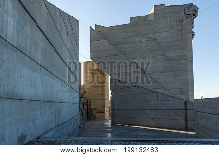 SHUMEN, BULGARIA - APRIL 10, 2017:   Founders of the Bulgarian State Monument near Town of Shumen, Bulgaria