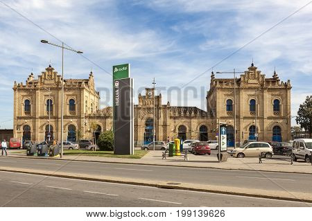 Huelva Spain - June 3 2017: The central train station in the city of Huelva. Andalusia Spain
