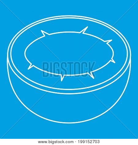 Half of coconut icon blue outline style isolated vector illustration. Thin line sign