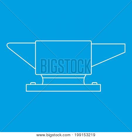 Anvil icon blue outline style isolated vector illustration. Thin line sign