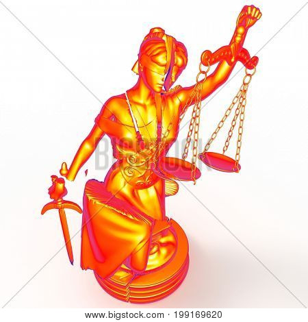 Broken lady of justice 3d rendering