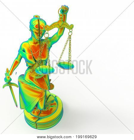 Broken lady of justice 3d rendering