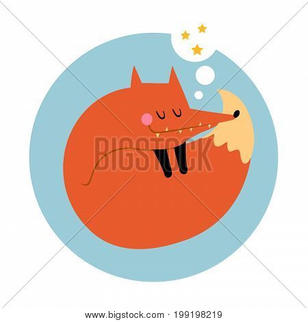 Cute vector fox in flat style. Little funny stylized fox for your design.