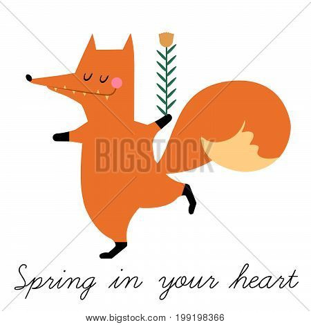 Cute vector fox in flat style. Little funny stylized fox for your design.
