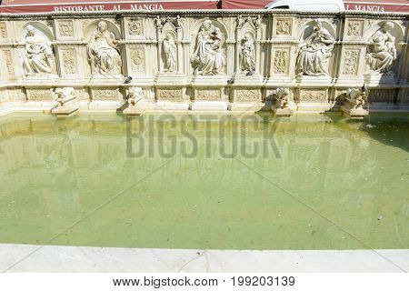 Gaia Fountain In Piazza Del Campo At Siena, Italy