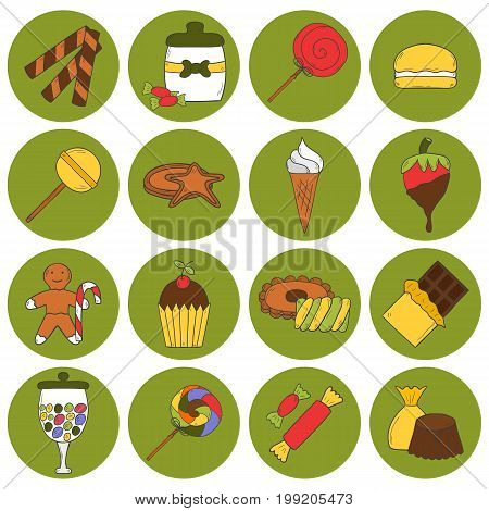 Vector Hand Drawn Candy Chop Icons