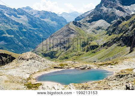 View of Gressoney Valley (Monte Rosa) in Italy