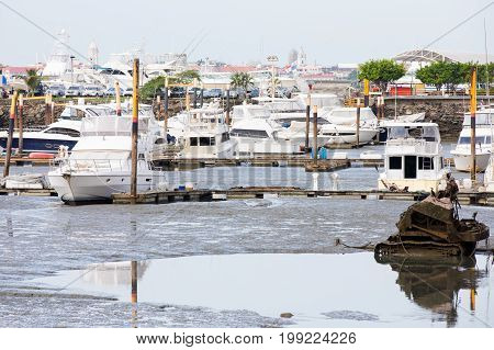 panama city cinta costera marina View in august