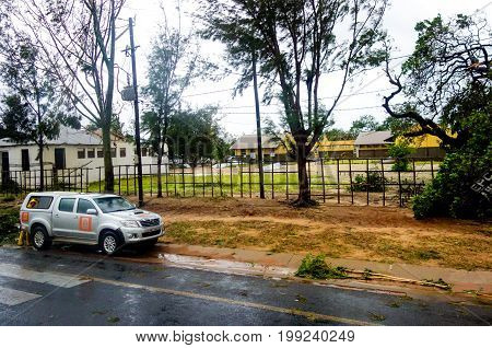 Tropical Cyclone Dineo destructions near Maxixe city, Inhabane region, Mozambique , Africa February 2017.