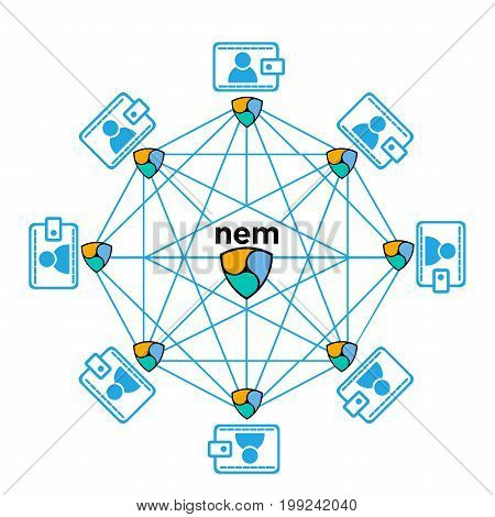 Concept of NEM Coin a Cryptocurrency blockchain platform Digital money symbol XEM