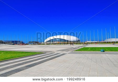 Russia - July 11 2017 Sochi Olympic Park. Ice Palace Drop