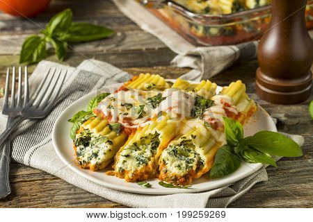 Homemade Stuffed Ricotta And Spinach Manicotti