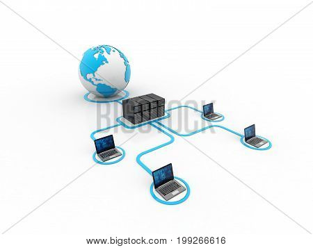 Computer Network, inter network concept. 3d rendering