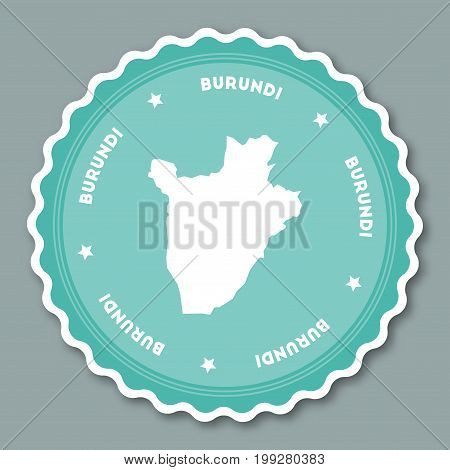 Burundi Sticker Flat Design. Round Flat Style Badges Of Trendy Colors With Country Map And Name. Cou