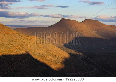 Landscape of sunset in the Karoo National Park - South Africa