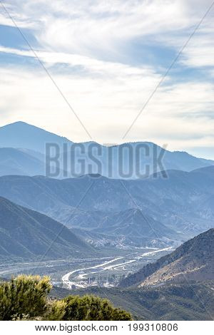 Ontario mountains with the 215 in the background. Off road paths in Southern California